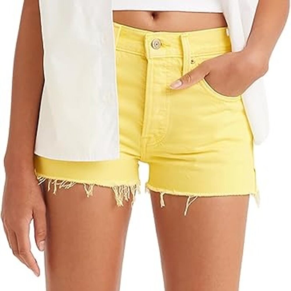 Levi's Fresh 501‎ High Rise Yellow Cut Off Jean Shorts Size 25